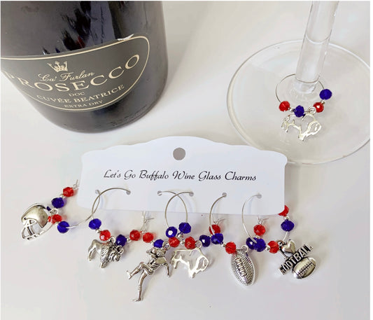 Buffalo Bills Themed Wine Glass Charms